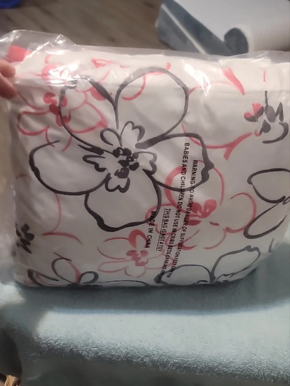 Floral Printed Decorative  - White with Coral and Charcoal Accent Pillows